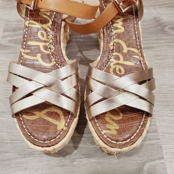 NEW Sam Edelman Darline Leather Metallic Sandals - Picture 2 of 9